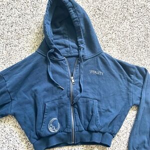 The Mantra Zip Hoodie from Vitality - Navy Blue - To the Moon